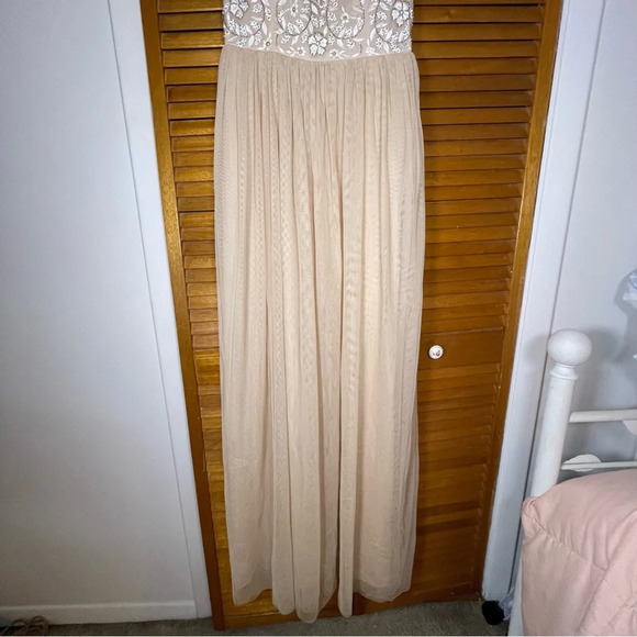 BHLDN By Anthropologie Elowen Floral Beaded Blush Gown Size 6 - Picture 6 of 13